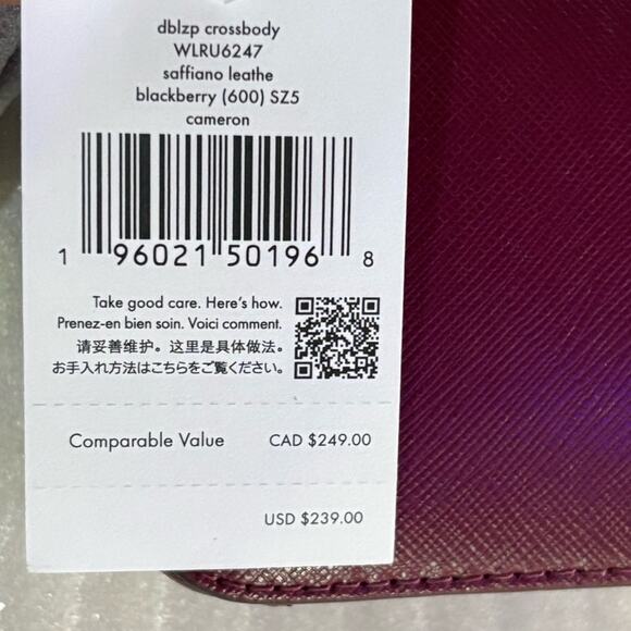 Kate Spade Double Zip Cameron Crossbody Saffiano Leather Blackberry - Picture 9 of 9